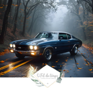 Vintager Muscle Car Fall Forest Highway Seidenpapier