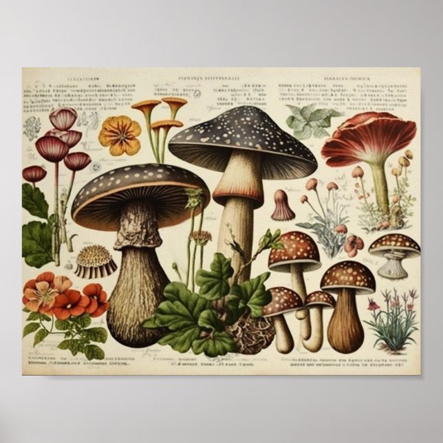 Vintager Mushroom-Cocktail Poster (Vorne)