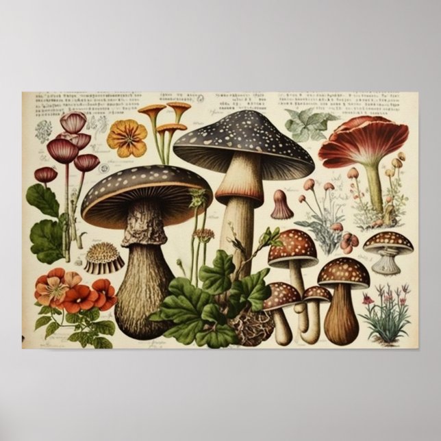 Vintager Mushroom-Cocktail Poster (Vorne)