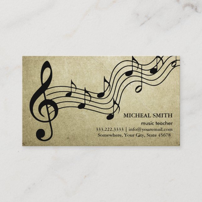 Vintager Musiknoten-elegantes Musical Visitenkarte (Vorderseite)