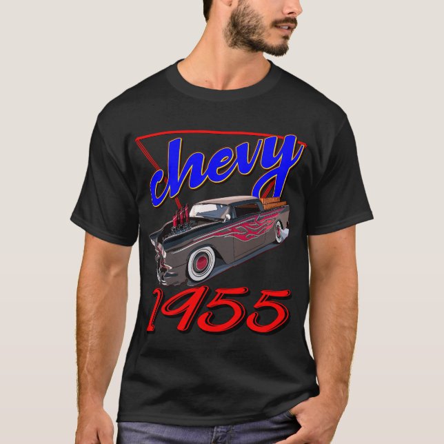Vintager Muskelwagen 1955 Chevy T-Shirt (Vorderseite)