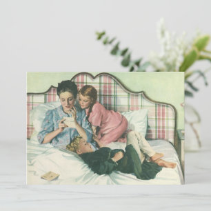 Vintager Muttertag, Kinder, die Karten im Bett les