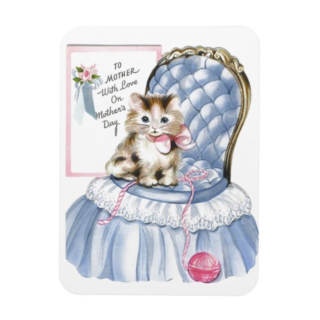 Vintager Muttertag Kitten Magnet (Vertikal)