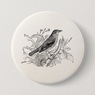 Vintager Nachtigall-Vogel-personalisierte Retro Button
