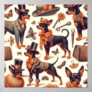 Vintager nahtloser Pinscher Poster