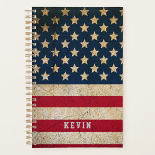 Vintager Name der amerikanischen Flagge Personalis Planer