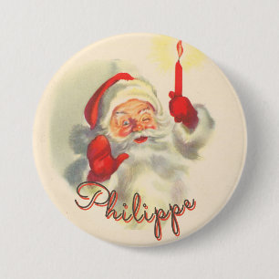 Vintager Name des Weihnachtsmanns - Strumpf Button
