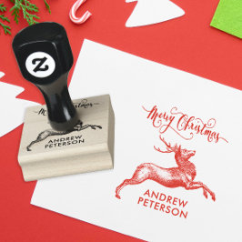 Vintager Name und Weihnachtsbaum Liniar Gummistempel