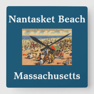 Vintager Nantasket Beach, Hull, Mass Quadratische Wanduhr