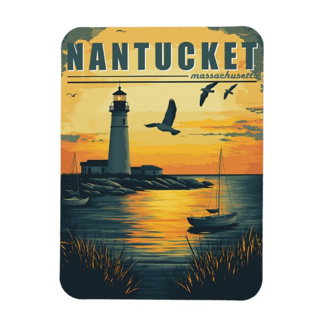 Vintager Nantucket, Massachusetts - Inselcharakter Magnet (Vertikal)