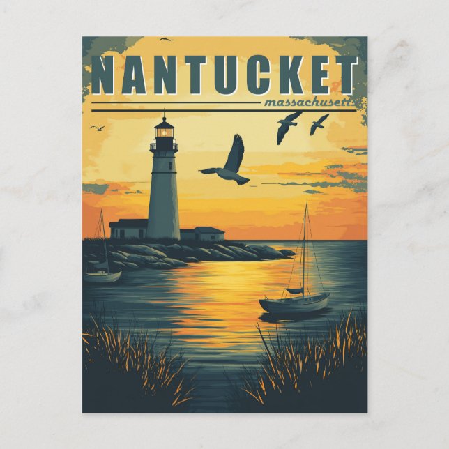 Vintager Nantucket, Massachusetts - Inselcharakter Postkarte (Vorderseite)