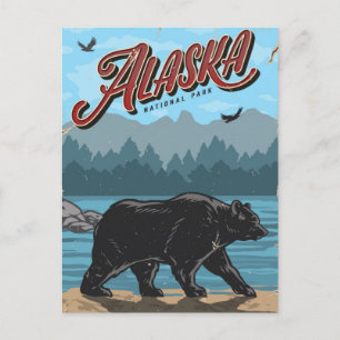 Vintager Nationalpark Alaska mit Retro Postkarte