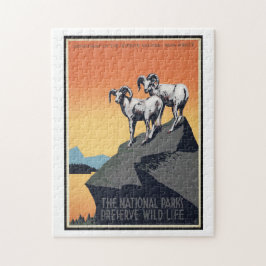 Vintager Nationalpark Bergschaf-Reisepuzzle