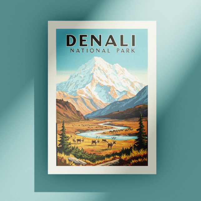 Vintager Nationalpark Denali Postkarte (Von Creator hochgeladen)