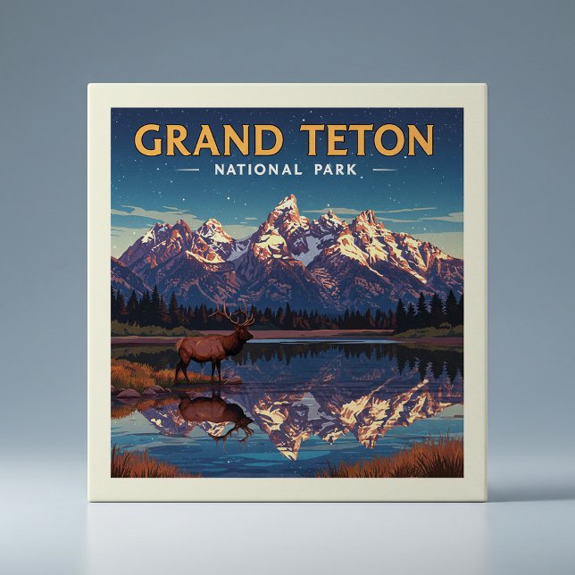 Vintager Nationalpark Grand Teton Fliese (Von Creator hochgeladen)