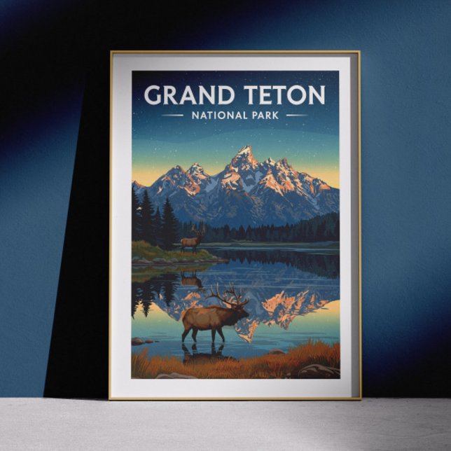Vintager Nationalpark Grand Teton Poster (Von Creator hochgeladen)