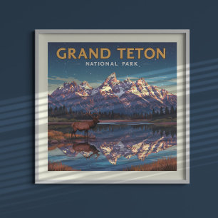 Vintager Nationalpark Grand Teton Poster