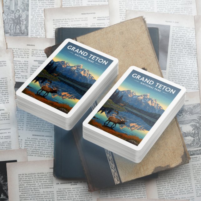 Vintager Nationalpark Grand Teton Spielkarten (Von Creator hochgeladen)