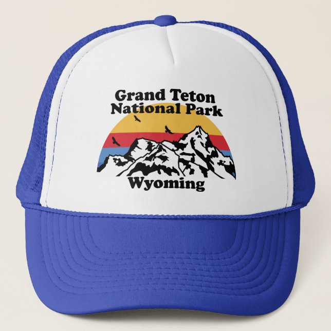 Vintager Nationalpark Grand Teton Truckerkappe (Vorderseite)