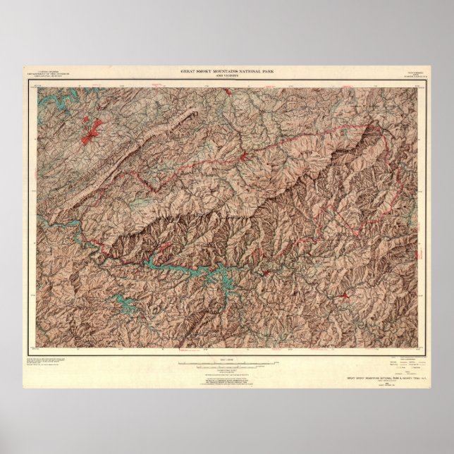 Vintager Nationalpark Great Smoky Mountains Poster (Vorne)