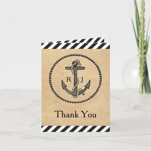 Vintager Nautikanker - Dankeschön Karte (Vorderseite)
