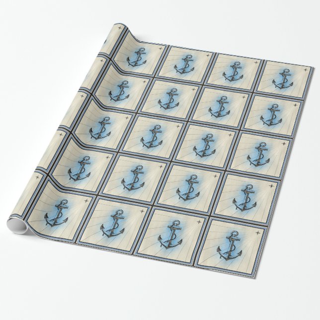 Vintager Nautikanker Geschenkpapier (Ungerollt)