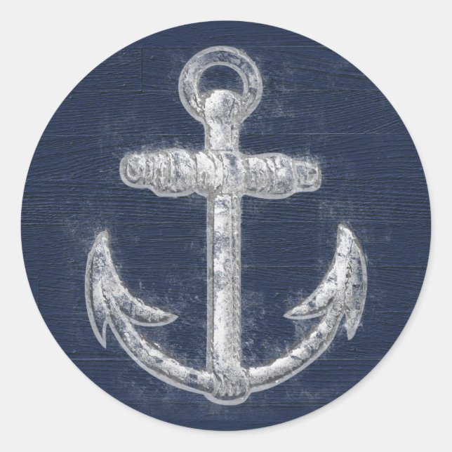 Vintager Nautikanker Runder Aufkleber (Vorderseite)