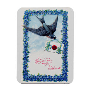 Vintager Neujahrsvogel Magnet
