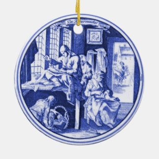Vintager niederländischer blauer keramik ornament