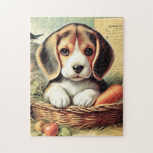Vintager Niedlicher Beagle Welpe (Vertikal)