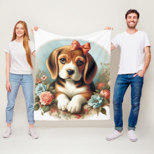 Vintager Niedlicher Beagle Welpe Fleecedecke