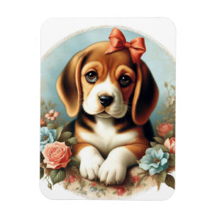 Vintager Niedlicher Beagle Welpe Magnet