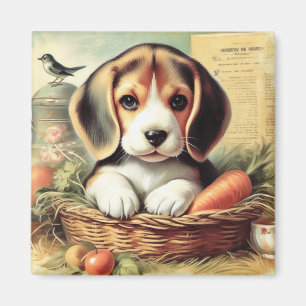 Vintager Niedlicher Beagle Welpe Magnet