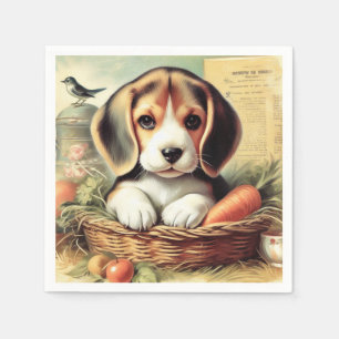 Vintager Niedlicher Beagle Welpe Serviette