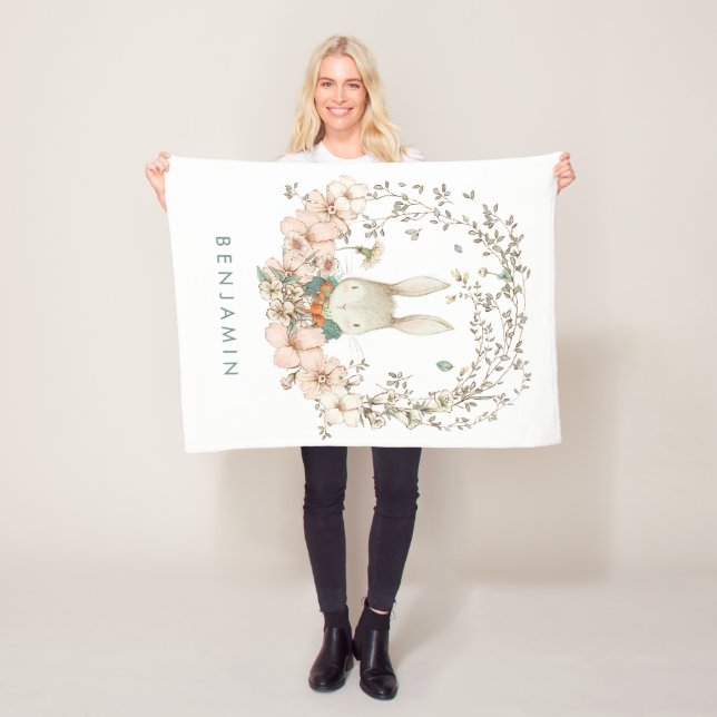 Vintager Niedlicher Bunny Florals Baby Boy Fleecedecke (Beispiel)