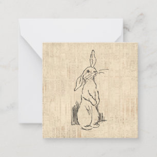 Vintager Niedlicher Bunny Rabbit Kunstschreiber Hi Mitteilungskarte