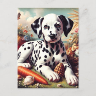 Vintager Niedlicher Dalmatiner Malerei Postkarte