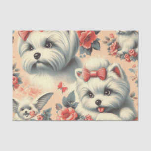 Vintager Niedlicher maltesischer Hund Seidenpapier