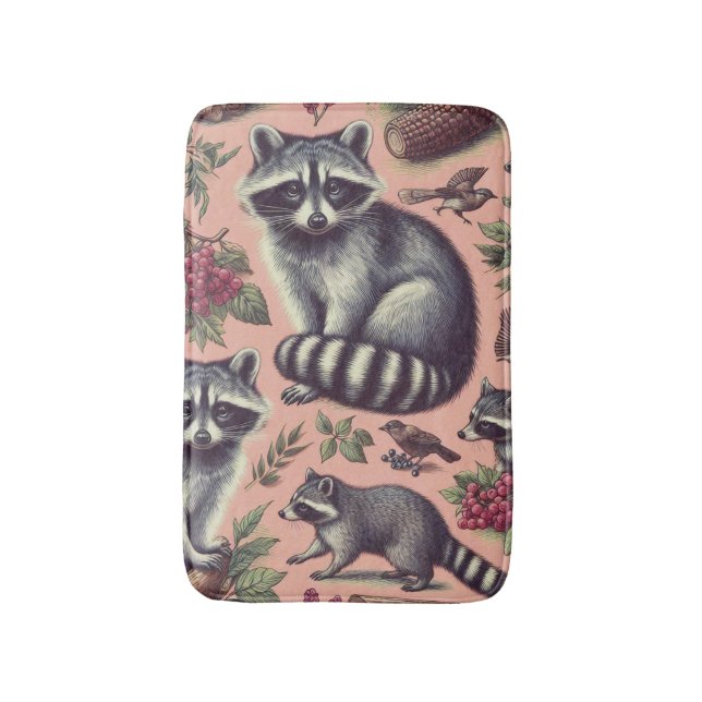 Vintager Niedlicher Racoon Badematte (Vorderseite Vertikal)
