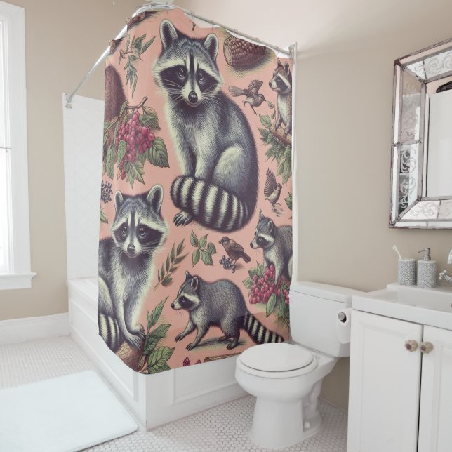 Vintager Niedlicher Racoon Duschvorhang (Beispiel)