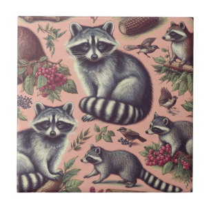 Vintager Niedlicher Racoon Fliese