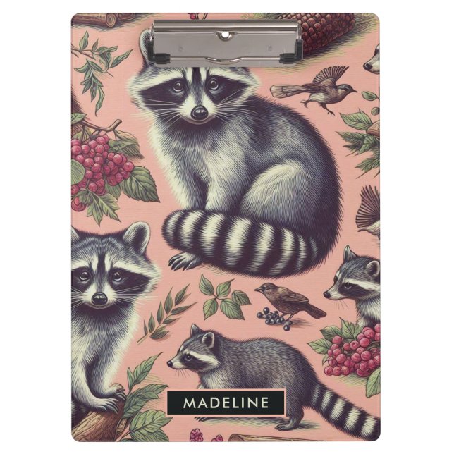 Vintager Niedlicher Racoon Klemmbrett (Vorderseite)