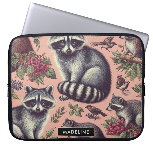 Vintager Niedlicher Racoon Laptopschutzhülle (Vorderseite)