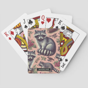 Vintager Niedlicher Racoon Spielkarten