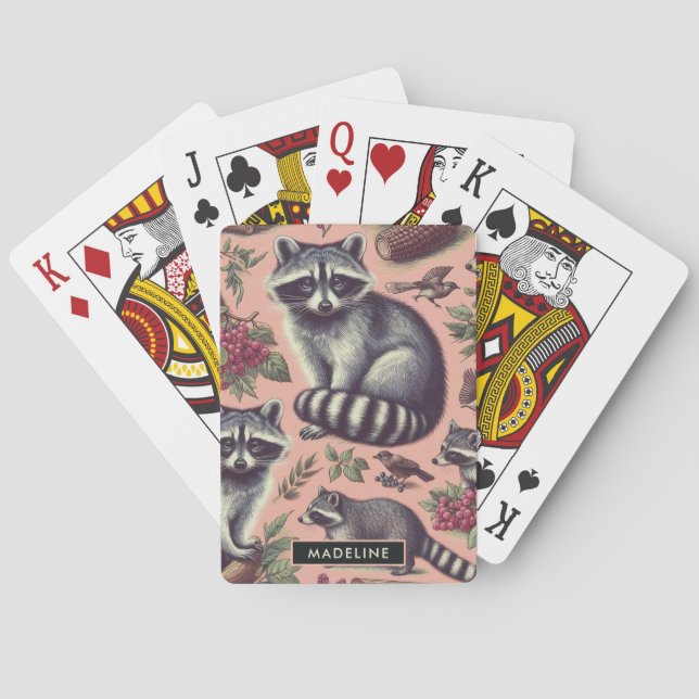Vintager Niedlicher Racoon Spielkarten (Rückseite)