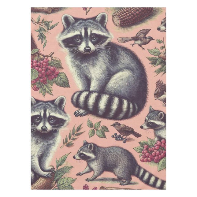 Vintager Niedlicher Racoon Tischdecke (Vorderseite)