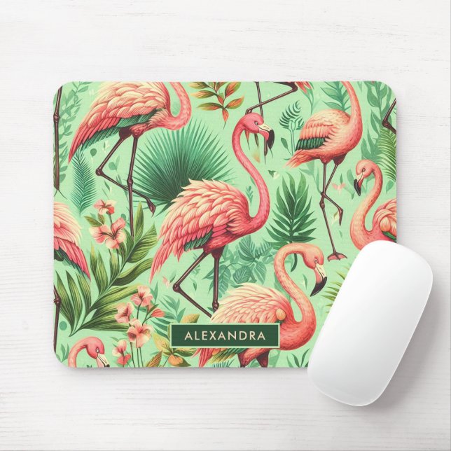 Vintager Niedlicher Rosa Flamingos Mousepad (Mit Mouse)