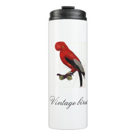 Vintager Niedlicher Rotblitz-Bird und Blattwerk Thermosbecher
