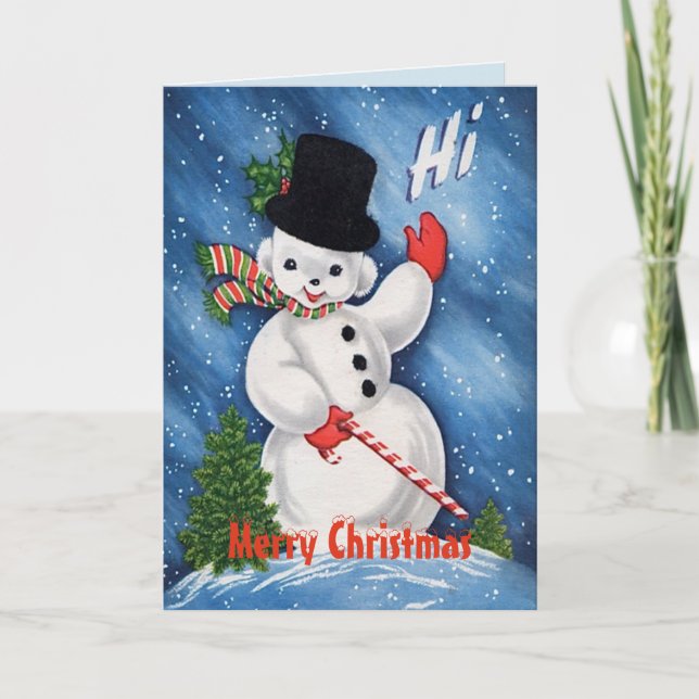 Vintager Niedlicher Snowman Frohe Weihnachten (Vorderseite)