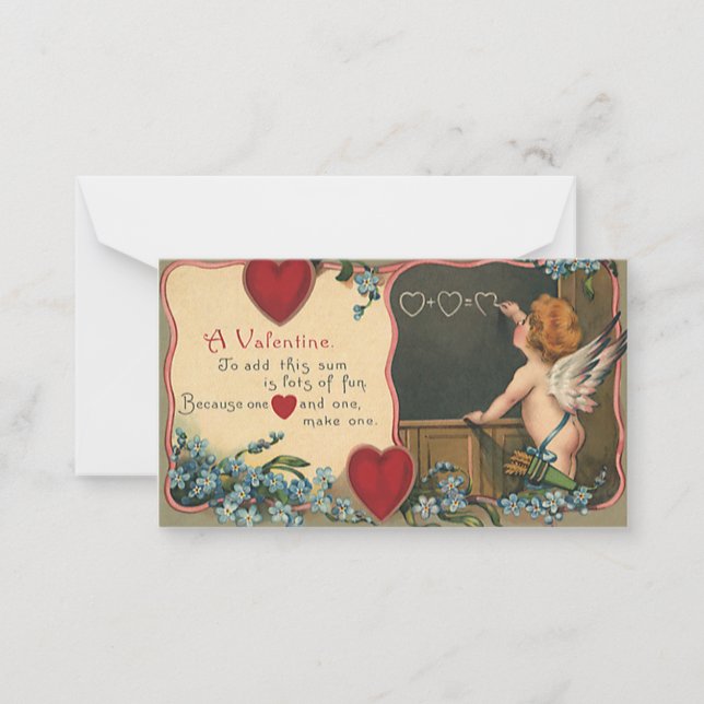 Vintager Niedlicher Valentinstag, Cherub-Lehrer Mitteilungskarte (Vorderseite)